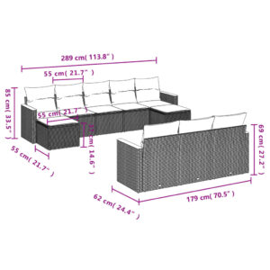 vidaXL Loungegrupp 10 delar med svarta dynor konstrotting - Bild 7