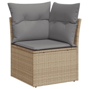 vidaXL Soffgrupp för trädgården med dynor 5 delar beige konstrotting - Bild 5