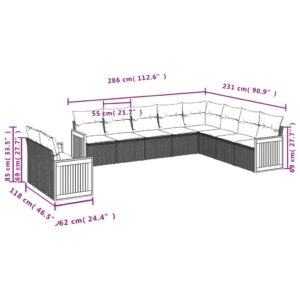 vidaXL Loungegrupp 10 delar med svarta dynor konstrotting - Bild 7