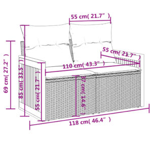 vidaXL Loungegrupp 10 delar med svarta dynor konstrotting - Bild 8