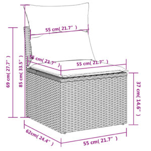 vidaXL Loungegrupp 10 delar med svarta dynor konstrotting - Bild 12