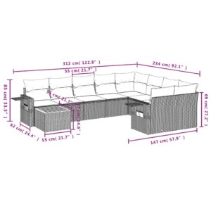 vidaXL Loungegrupp 10 delar med svarta dynor konstrotting - Bild 10