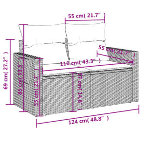 vidaXL Loungegrupp 10 delar med svarta dynor konstrotting - Bild 11