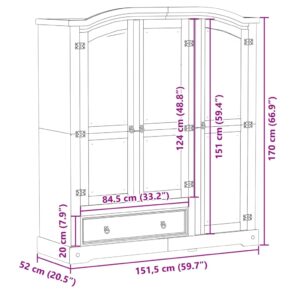 vidaXL Garderob Corona 151,5x52x170 cm massiv furu - Bild 9