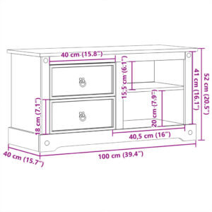 vidaXL Tv-bänk Corona 100x40x52 cm massiv furu - Bild 9