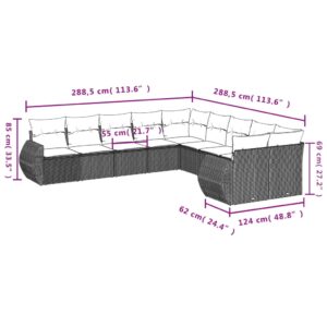 vidaXL Loungegrupp 10 delar med svarta dynor konstrotting - Bild 7