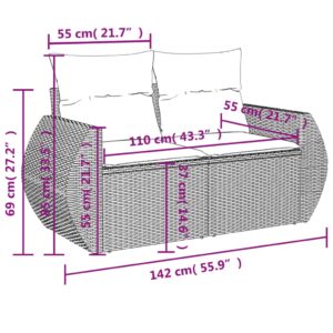 vidaXL Loungegrupp 10 delar med svarta dynor konstrotting - Bild 8