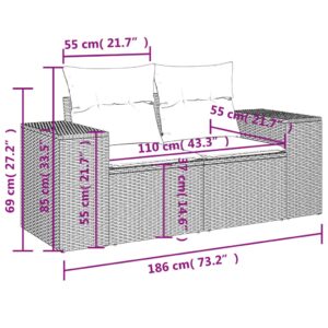 vidaXL Loungegrupp 10 delar med svarta dynor konstrotting - Bild 8