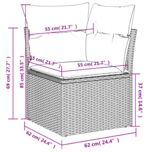 vidaXL Loungegrupp 10 delar med brun dynor konstrotting - Bild 7