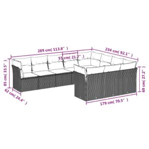 vidaXL Loungegrupp 10 delar med svarta dynor konstrotting - Bild 6