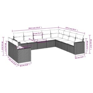 vidaXL Loungegrupp 10 delar med svarta dynor konstrotting - Bild 3