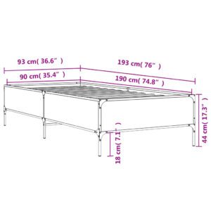 vidaXL Sängram svart 90x190 cm konstruerat trä och metall - Bild 9