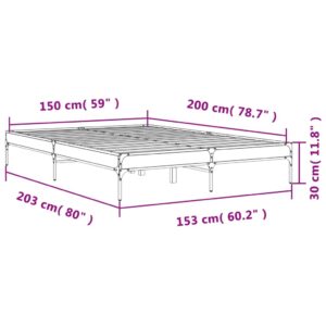 vidaXL Sängram rökfärgad ek 150x200 cm konstruerad trä och metall - Bild 9