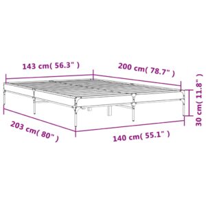 vidaXL Sängram rökfärgad ek 140x200 cm konstruerad trä och metall - Bild 9