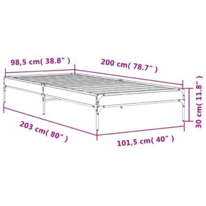 vidaXL Sängram svart 100x200 cm konstruerat trä och metall - Bild 9