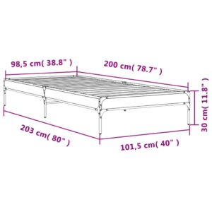 vidaXL Sängram brun ek 100x200 cm konstruerat trä och metall - Bild 9