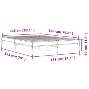 vidaXL Sängram brun ek 135x190 cm konstruerat trä och metall - Bild 9