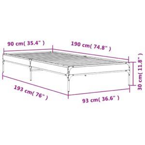 vidaXL Sängram svart 90x190 cm konstruerat trä och metall - Bild 9