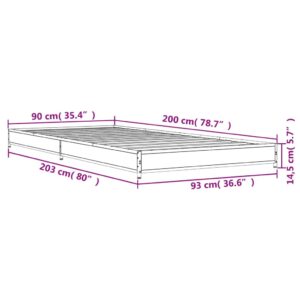 vidaXL Sängram sonoma-ek 90x200 cm konstruerat trä och metall - Bild 9