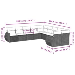 vidaXL Loungegrupp 10 delar med svarta dynor konstrotting - Bild 3