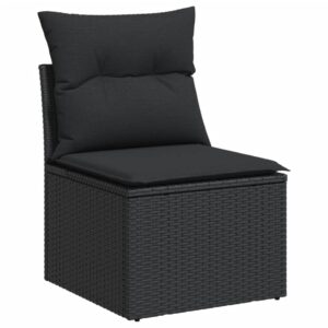 vidaXL Loungegrupp 10 delar med svarta dynor konstrotting - Bild 6