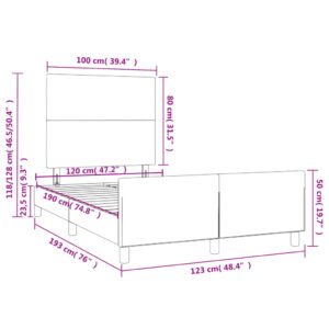 vidaXL Sängram med huvudgavel svart 120x190 cm tyg - Bild 11