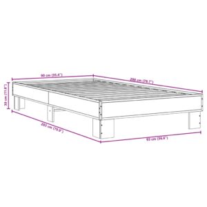 vidaXL Sängram svart 90x200 cm konstruerat trä och metall - Bild 9