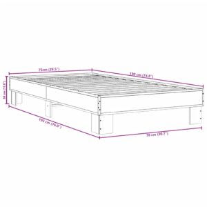 vidaXL Sängram rökfärgad ek 75x190 cm konstruerat trä och metall - Bild 9