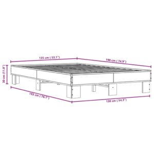 vidaXL Sängram sonoma-ek 135x190 cm konstruerat trä och metall - Bild 9