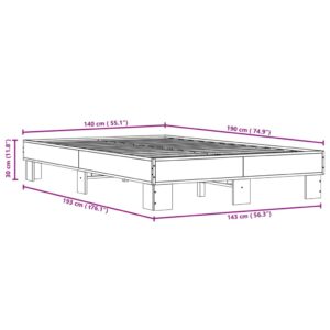 vidaXL Sängram sonoma-ek 140x190 cm konstruerat trä och metall - Bild 9