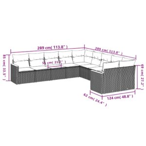 vidaXL Loungegrupp 10 delar med svarta dynor konstrotting - Bild 3