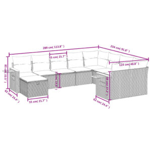 vidaXL Loungegrupp 10 delar med svarta dynor konstrotting - Bild 3