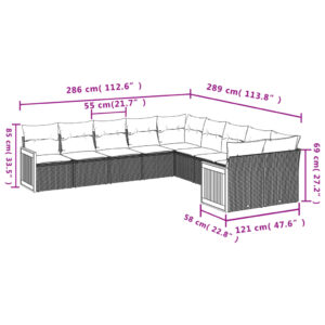 vidaXL Loungegrupp 10 delar med svarta dynor konstrotting - Bild 3