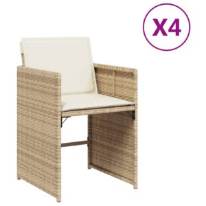 vidaXL Trädgårdsstolar med dynor 4 st beige konstrotting - Bild 2