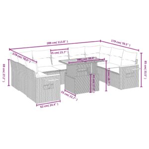 vidaXL Loungegrupp 10 delar med svarta dynor konstrotting - Bild 3