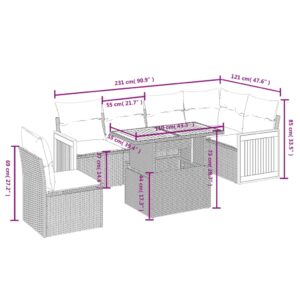 vidaXL Soffgrupp för trädgården med dynor 7 delar svart konstrotting - Bild 3