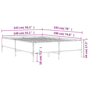 vidaXL Sängram svart 140x190 cm konstruerat trä och metall - Bild 9