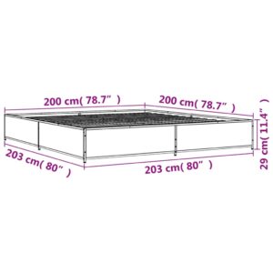 vidaXL Sängram rökfärgad ek 200x200 cm konstruerat trä och metall - Bild 9