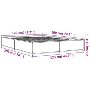 vidaXL Sängram rökfärgad ek 120x190 cm konstruerat trä och metall - Bild 9