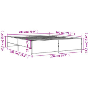 vidaXL Sängram grå sonoma 200x200 cm konstruerat trä och metall - Bild 9