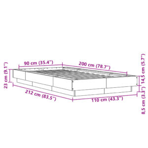 vidaXL Sängram svart 90x200 cm konstruerat trä - Bild 10