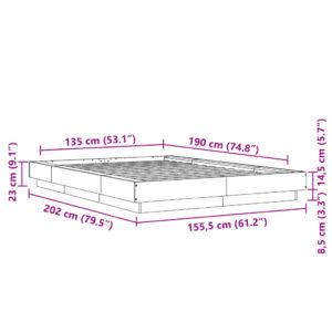 vidaXL Sängram sonoma-ek 135x190 cm konstruerat trä - Bild 10