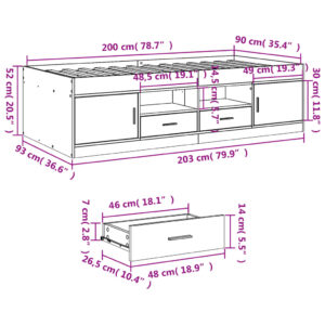 vidaXL Dagbädd med lådor rökfärgad ek 90x200 cm konstruerat trä - Bild 10