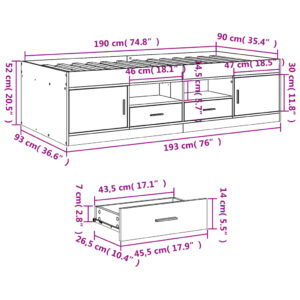 vidaXL Dagbädd med lådor rökfärgad ek 90x190 cm konstruerat trä - Bild 10