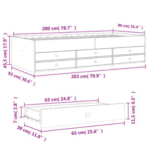 vidaXL Dagbädd med lådor svart 90x200 cm konstruerat trä - Bild 10