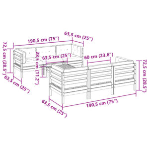 vidaXL Soffgrupp för trädgården med dynor 7 delar vaxbrun massiv furu - Bild 12