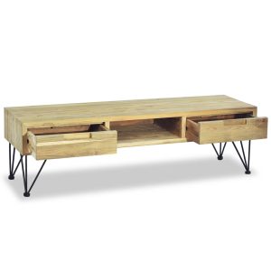 vidaXL TV-bänk 120x35x35 cm massiv teak - Bild 7