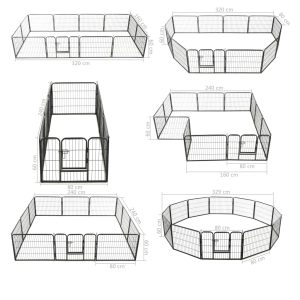 vidaXL Hundhage 12 paneler stål 80x60 cm svart - Bild 9