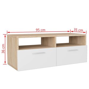 vidaXL TV-bänk 2 st spånskiva 95x35x36 cm ek och vit - Bild 6