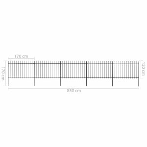 vidaXL Trädgårdsstaket med spjuttopp stål 8,5x1,2 m svart - Bild 5